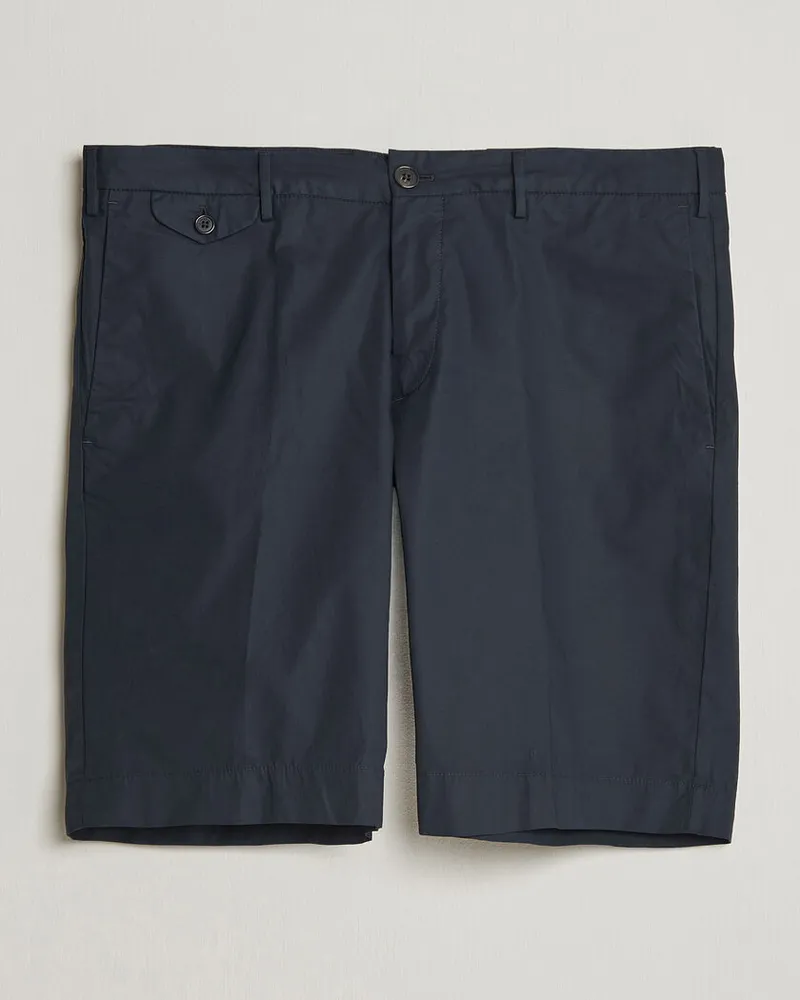 Incotex Cotton Poplin Shorts Navy Blau