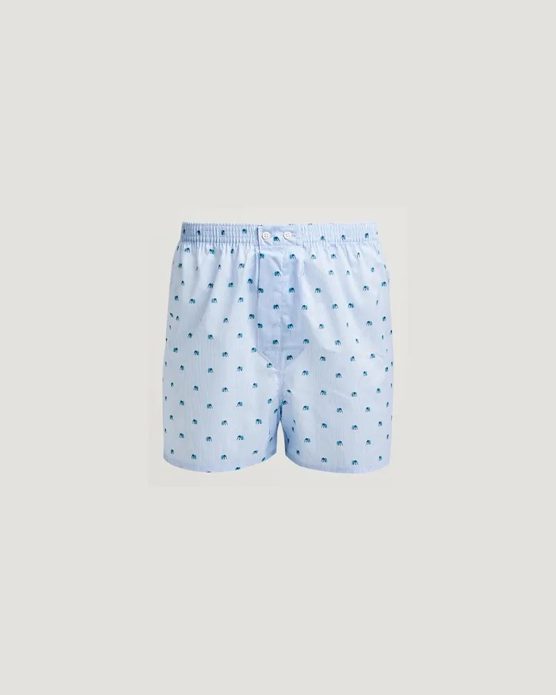 Derek Rose Classic Fit Woven Cotton Boxer Shorts Light Blue Blau