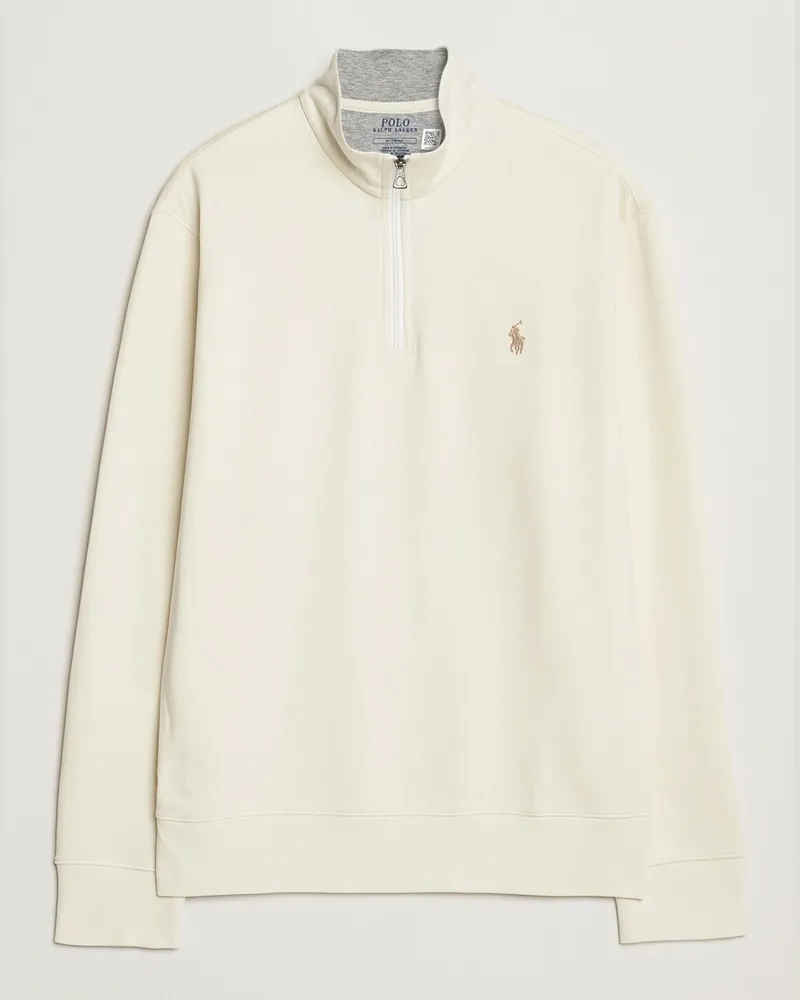 Ralph Lauren Double Knit Half-Zip Sweater Parchment Cream Weiß