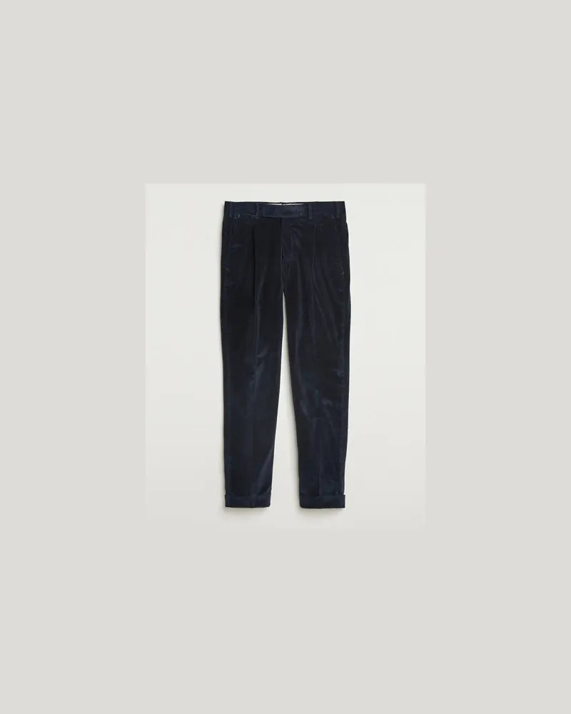 Pantaloni Torino Rebel Fit Pleated Corduroy Trousers Navy Blau