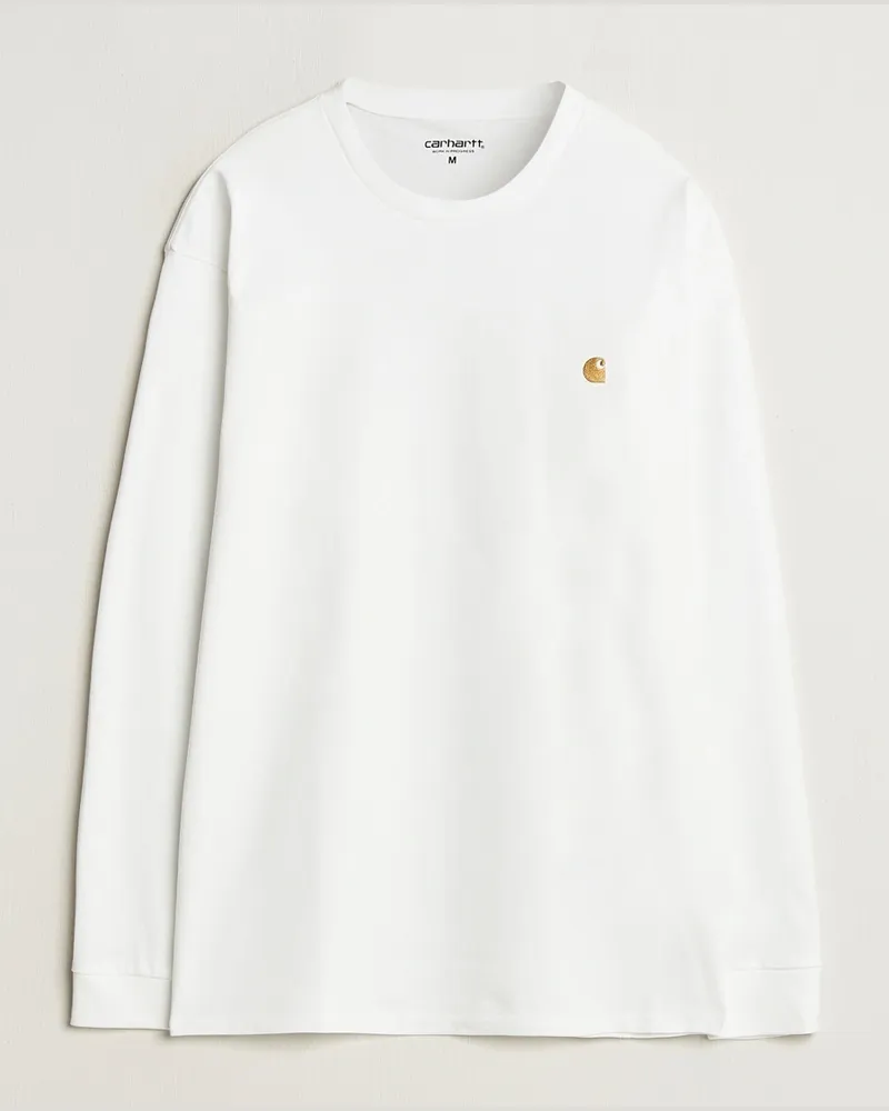 Carhartt WIP Chase Combed Cotton Long Sleeve T-Shirt White/Gold Weiß