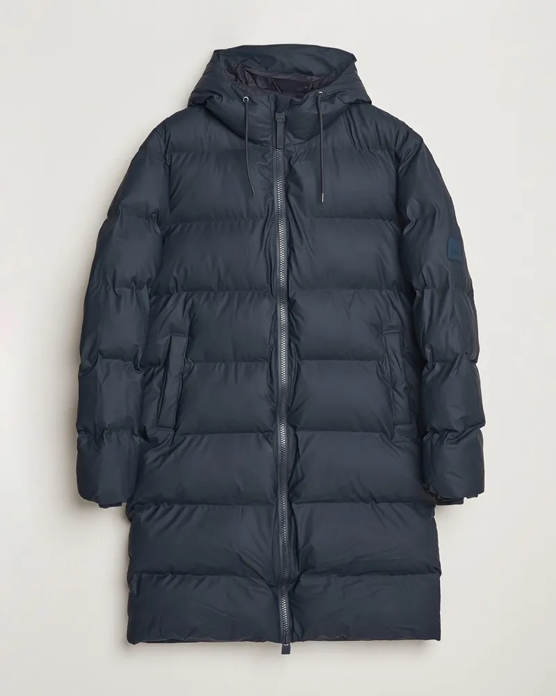RAINS Alta Long Puffer Parka Navy Blau