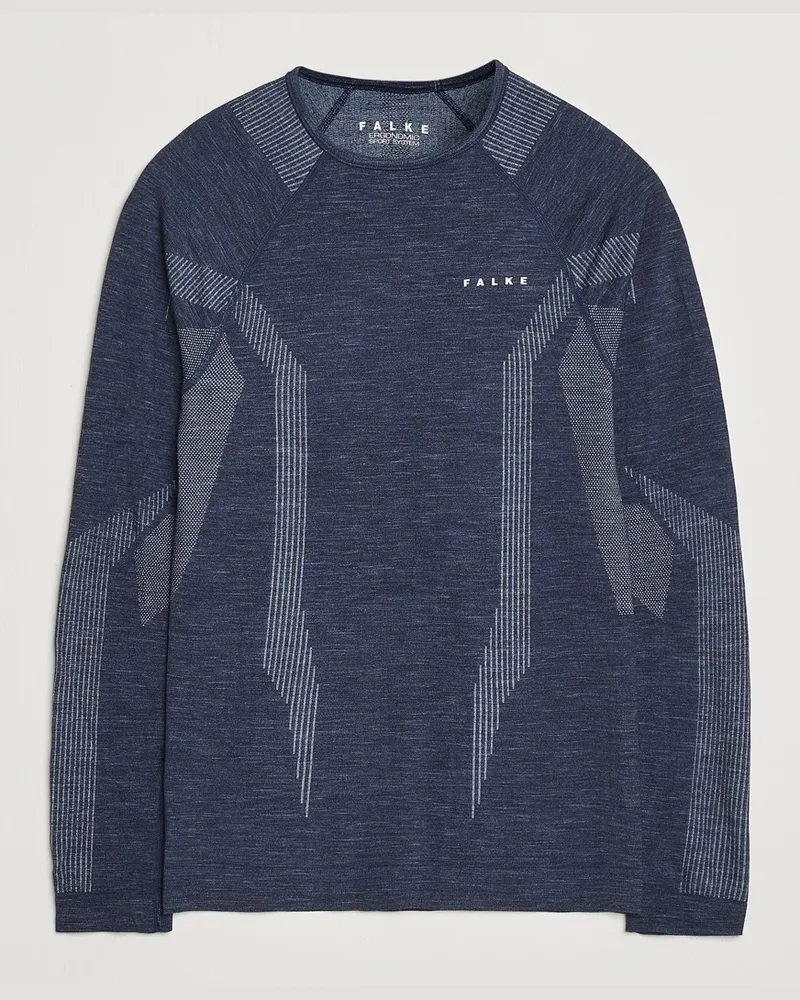 Falke Long Sleeve Wool Tech Shirt Space Blue Blau