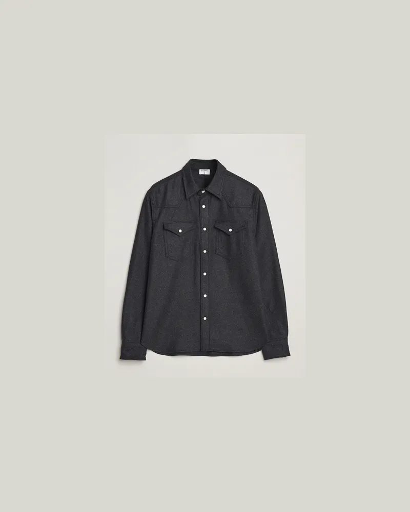 Filippa K Western Wool Shirt Anthracite Melange Grau