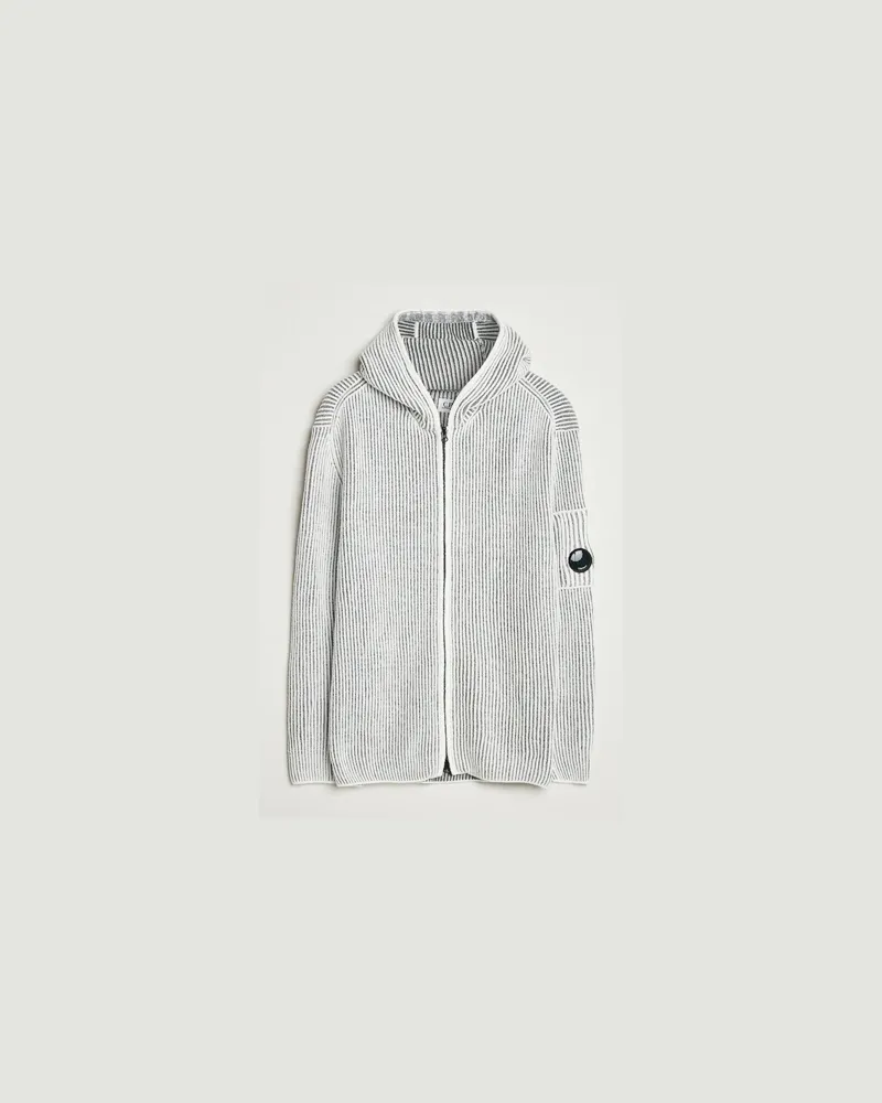C.P. Company Knitted Full Zip Hood White/Grey Grau