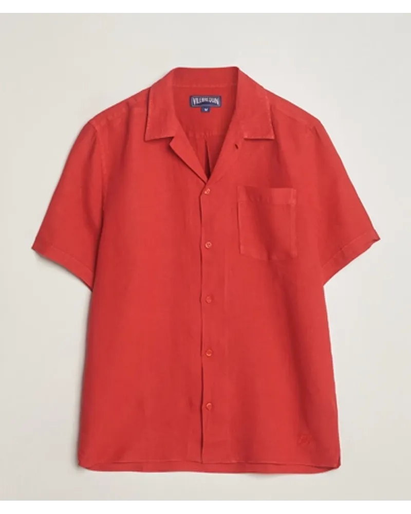 Vilebrequin Carhli Resort Kurzarm Shirt Mouline Rouge Rot