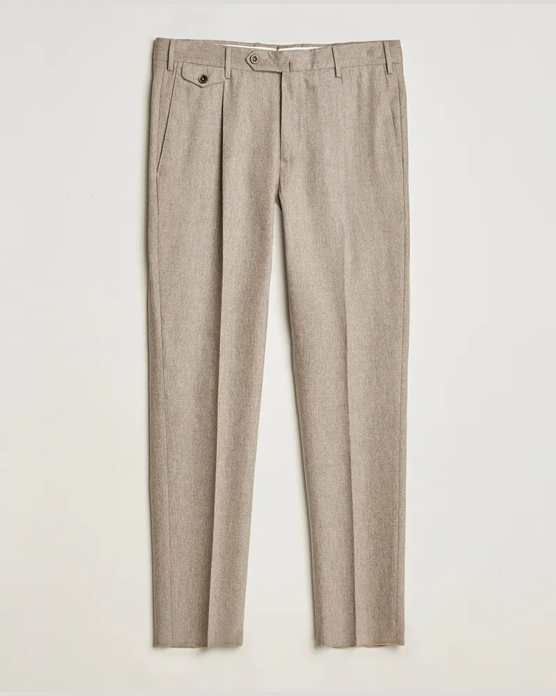 Pantaloni Torino Slim Fit Pleated Wool/Cashmere Trousers Beige Beige