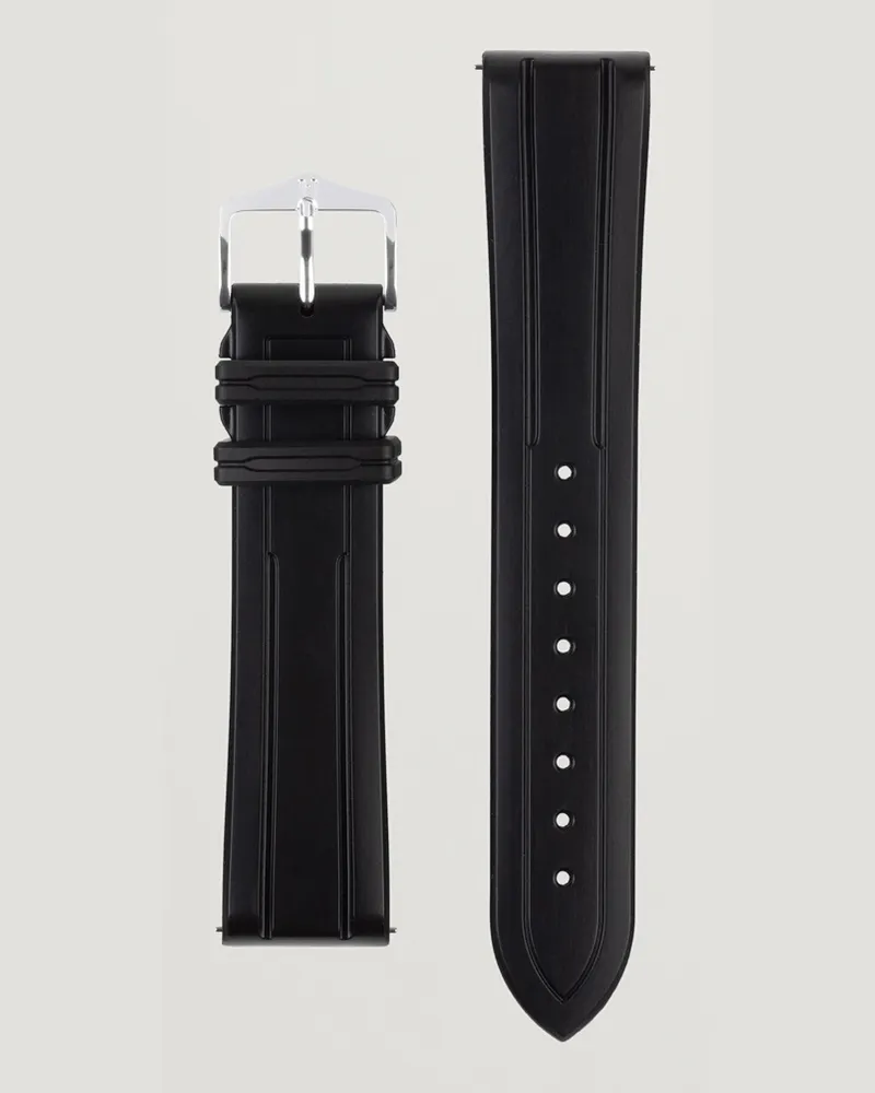 Hirsch Hevea Rubber Watch Strap Black Schwarz