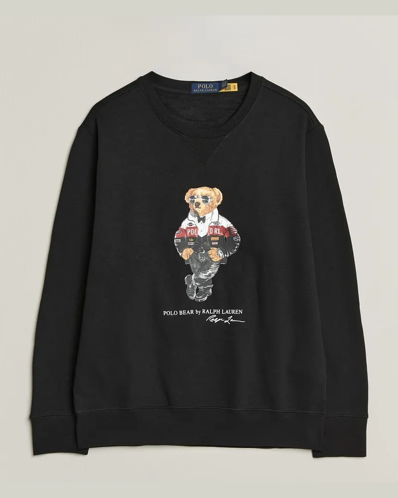 Ralph Lauren Fleece Bear Sweatshirt Polo Black Schwarz
