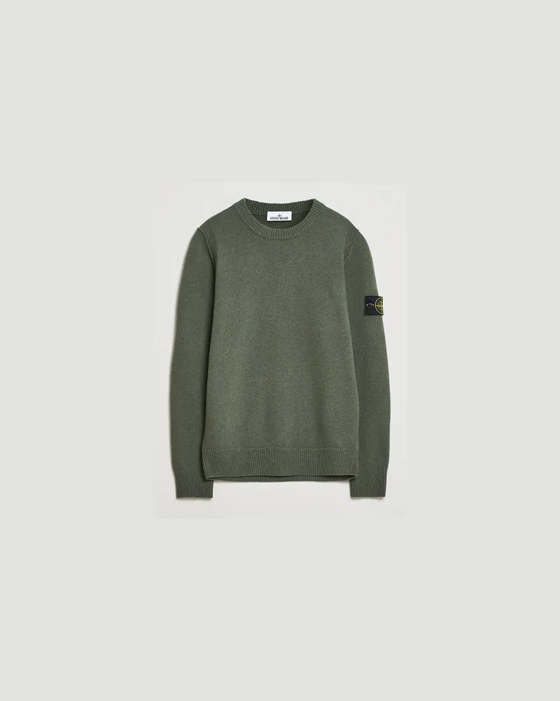 Stone Island Knitted Lambswool Crew Neck Military Green Grün