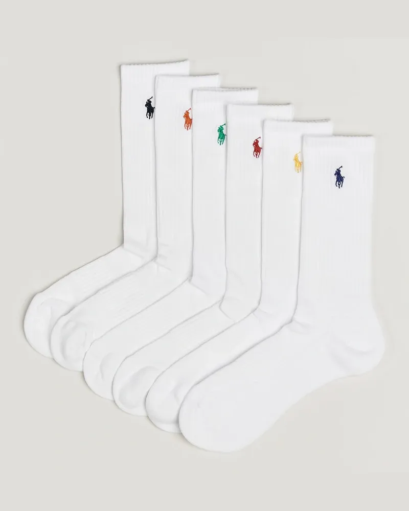 Ralph Lauren 6-Pack Performance Crew Socks White Weiß