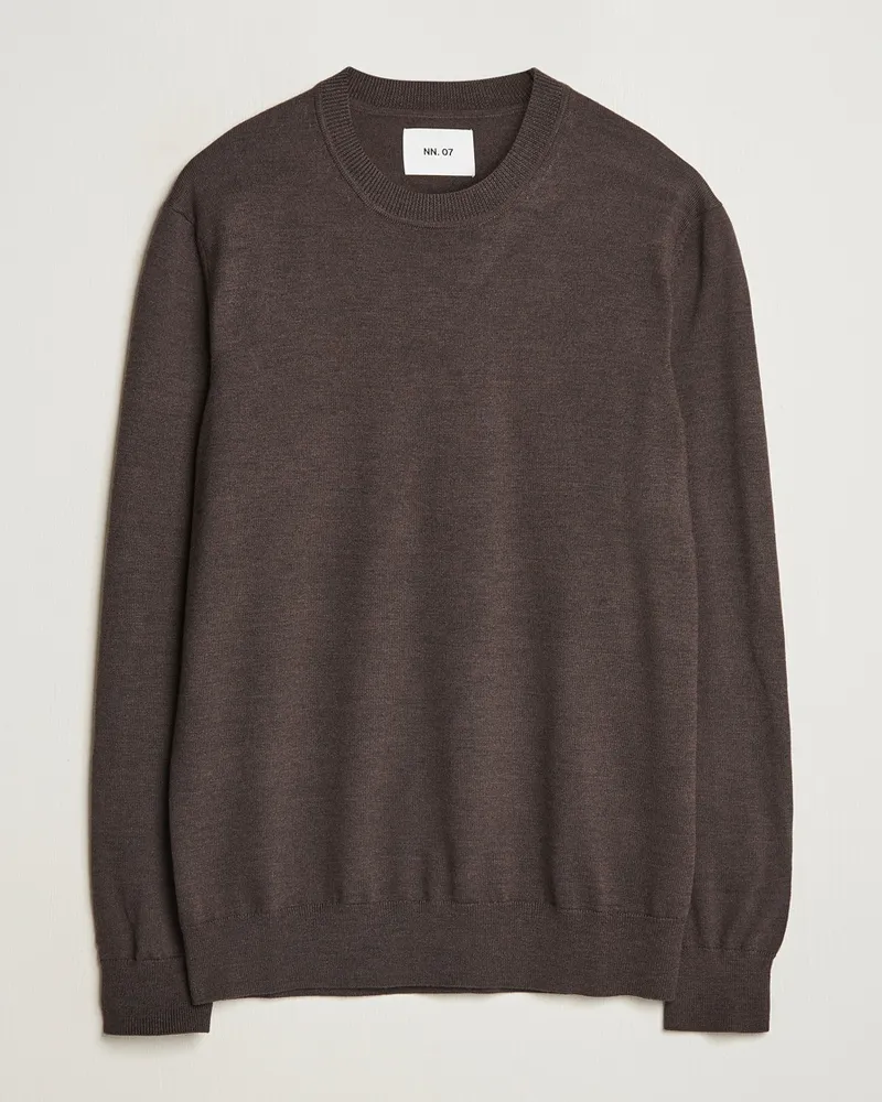 NN 07 Ted Merino Crew Neck Pullover Demitasse Brown Braun