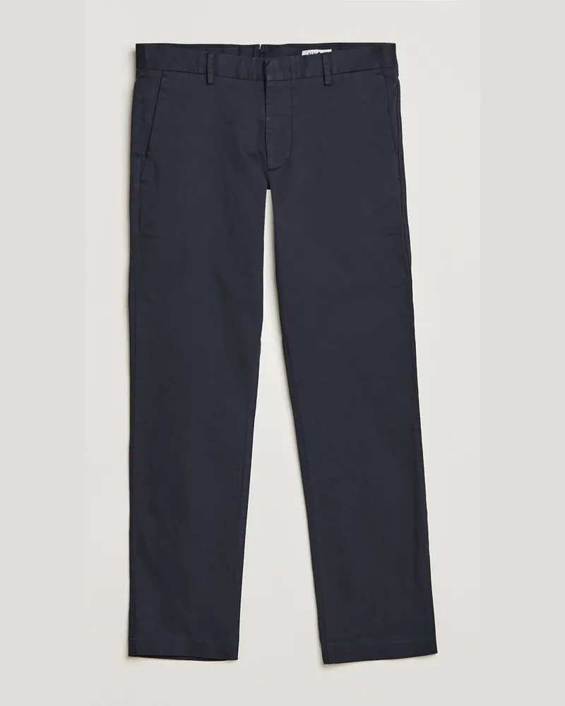NN 07 Theo Regular Fit Stretch Chinos Navy Blue Blau