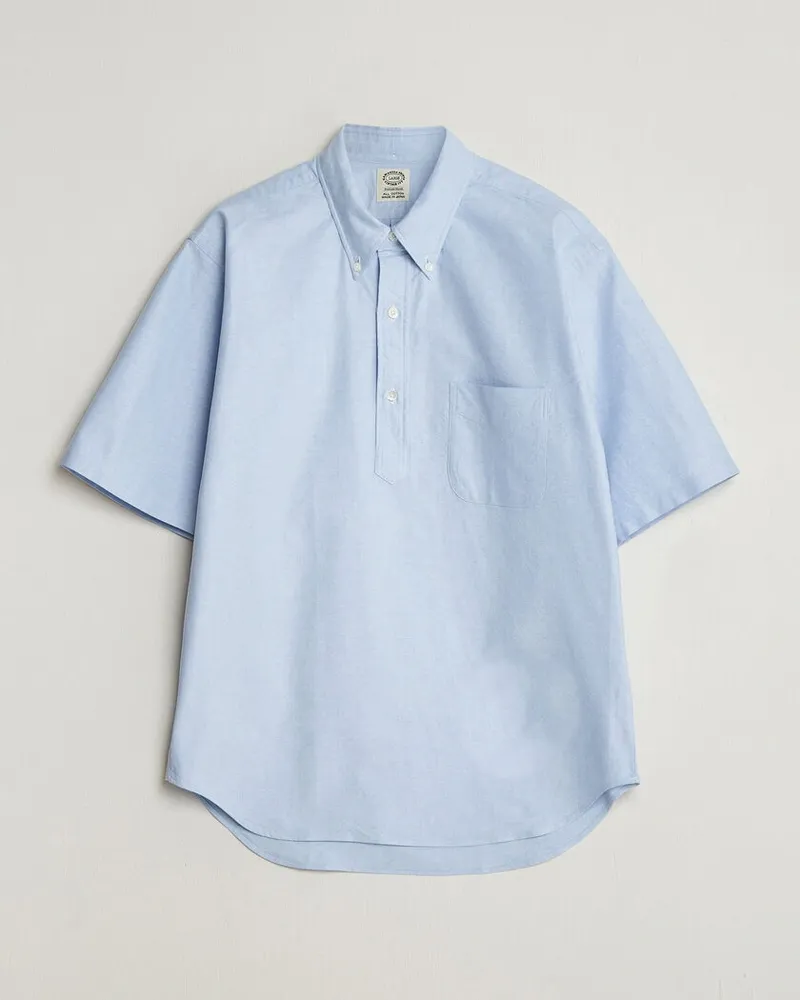 Kamakura Shirts Vintage Ivy Half Sleeve Oxford Popover Light Blue Blau
