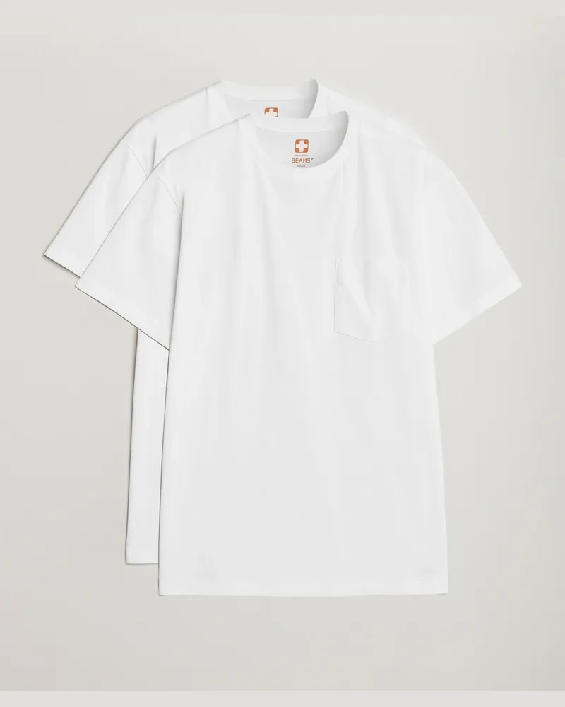 Beams Plus 2-Pack Pocket T-Shirt White Weiß