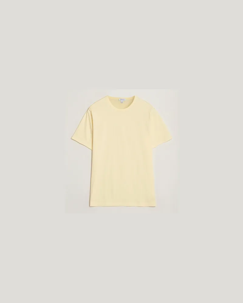 Sunspel Crew Neck Q82 Cotton T-Shirt Buttermilk Gelb