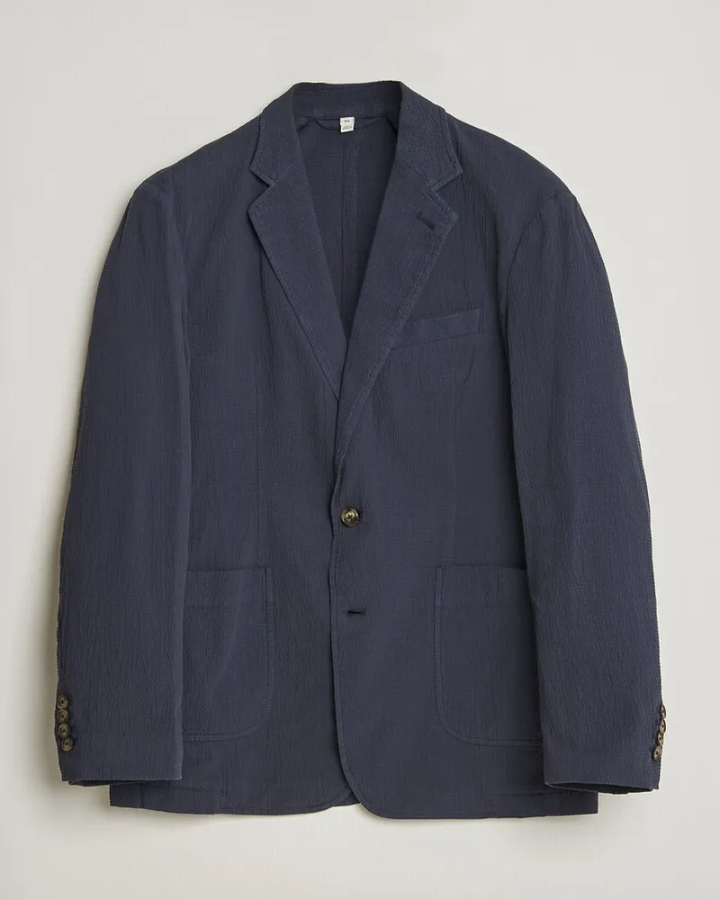 Gant Garment Dyed Seersucker Blazer Evening Blue Blau