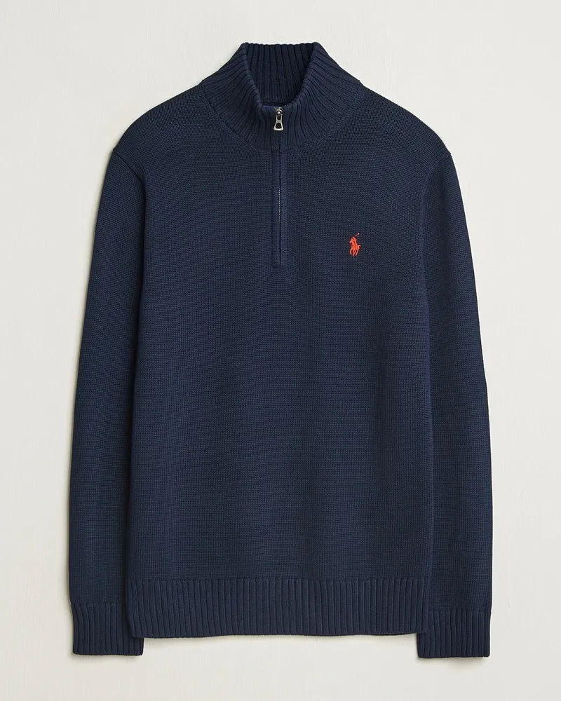 Ralph Lauren Cotton Pullover Half Zip Hunter Navy Blau