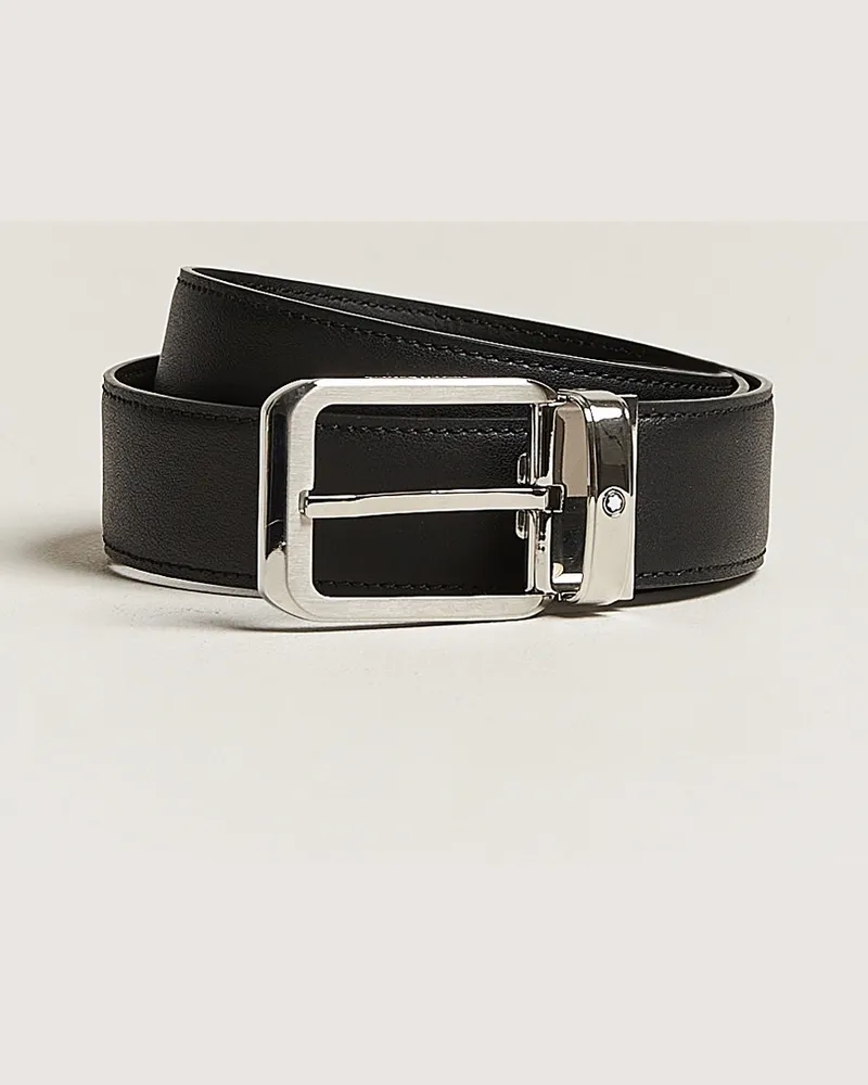 Montblanc Black 35 mm Leather belt Black Schwarz