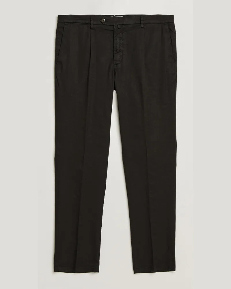 Briglia 1949 Pleated Linen Trousers Black Schwarz