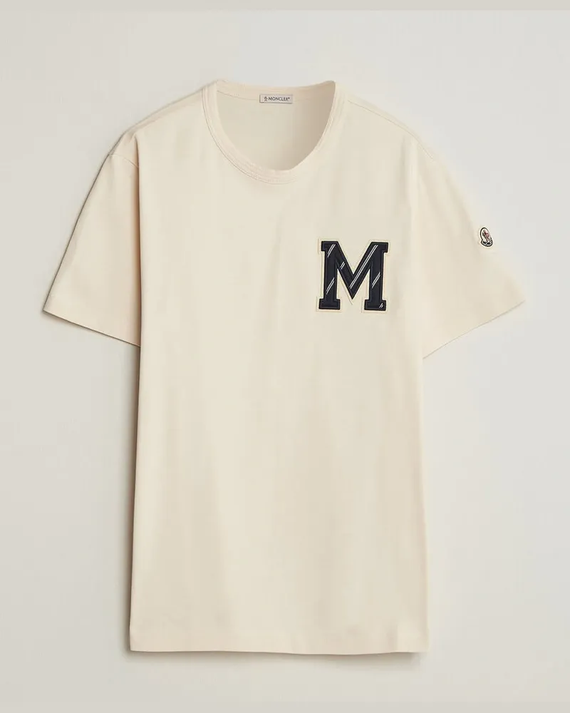 Moncler Varsity Logo T-Shirt Off White Weiß
