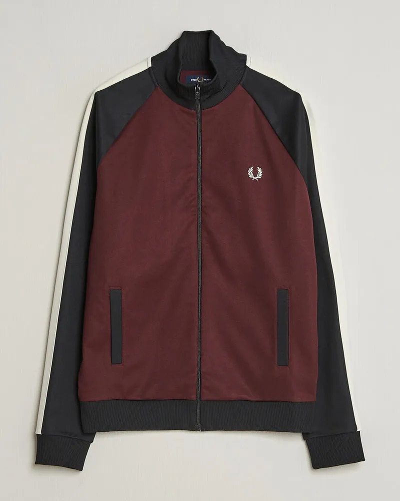 Fred Perry Contrast Sleeve Track Jacket Oxblood Rot