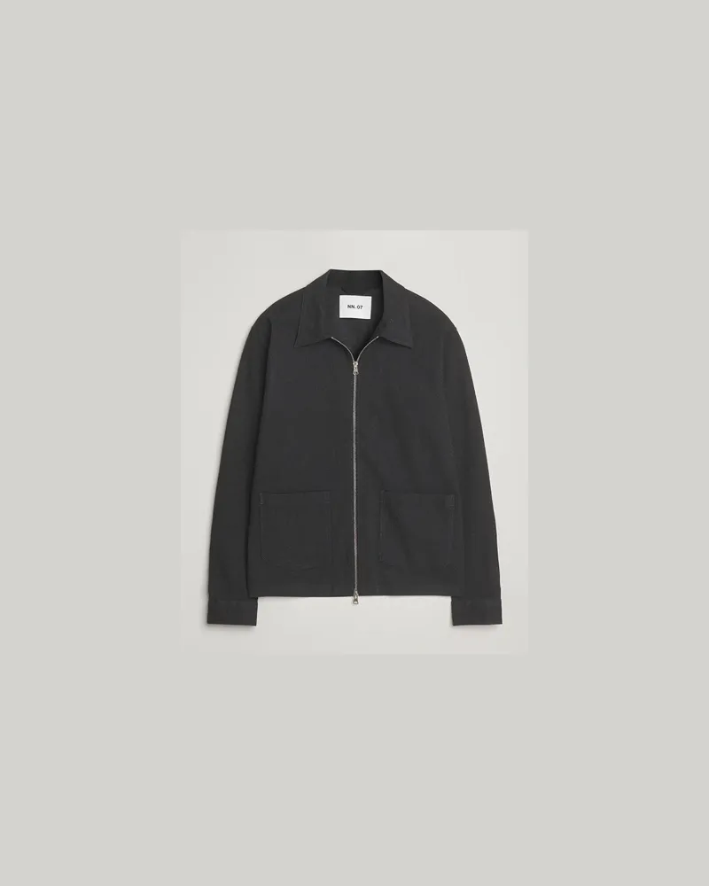 NN 07 Virgil Brushed Cotton Overshirt Black Multi Schwarz