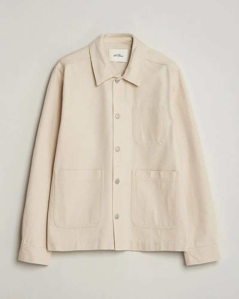 LES DEUX Layton Denim Overshirt Ivory Weiß