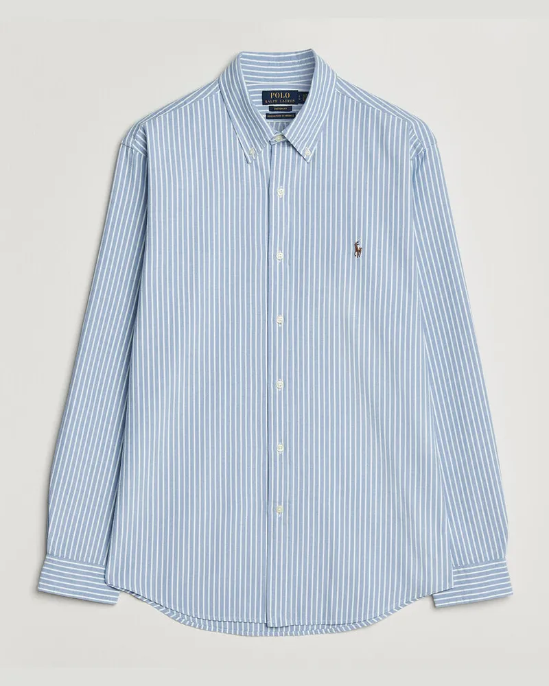 Ralph Lauren Custom Fit Seersucker/Oxford Stripe Shirt Blue Blau