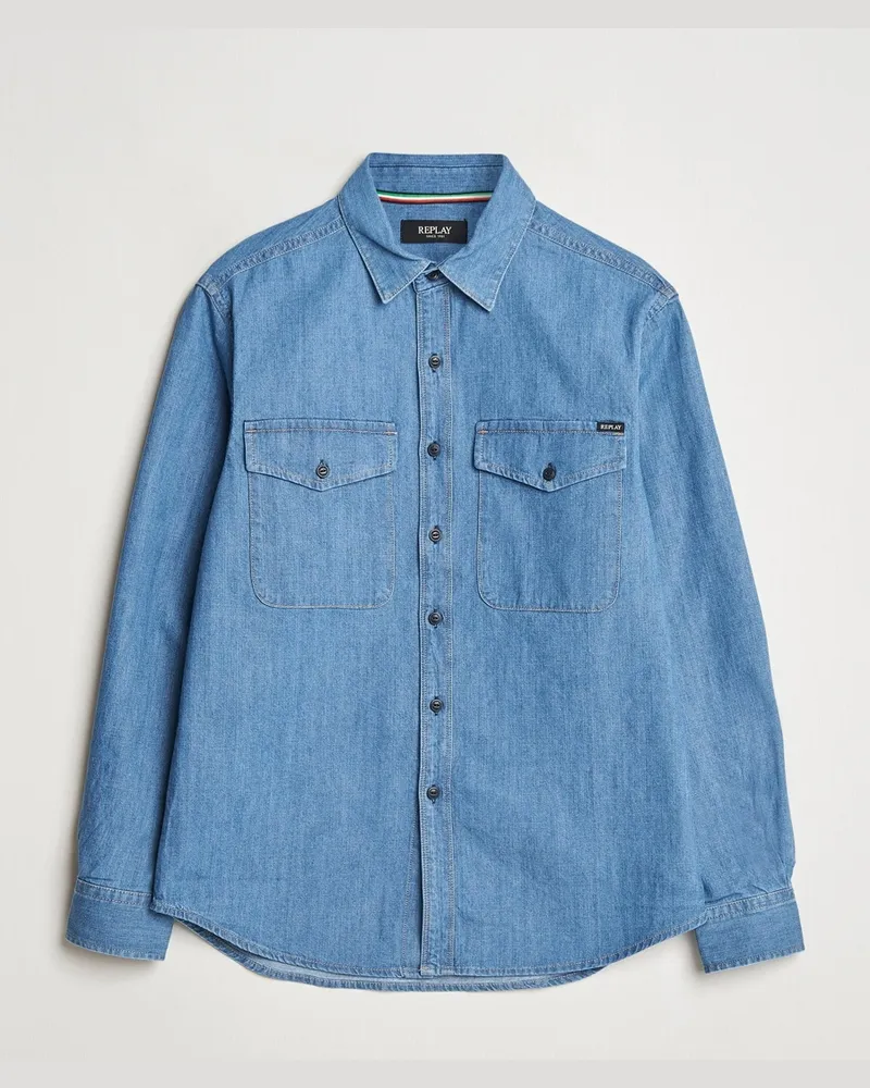 Replay Denim Shirt Medium Blue Blau