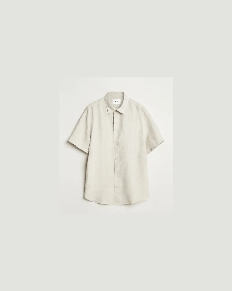NN 07 Enzo Linen Short Sleeve Shirt Oat Beige