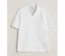 Baumwoll/Leinen Kurzarm Shirt Optical White
