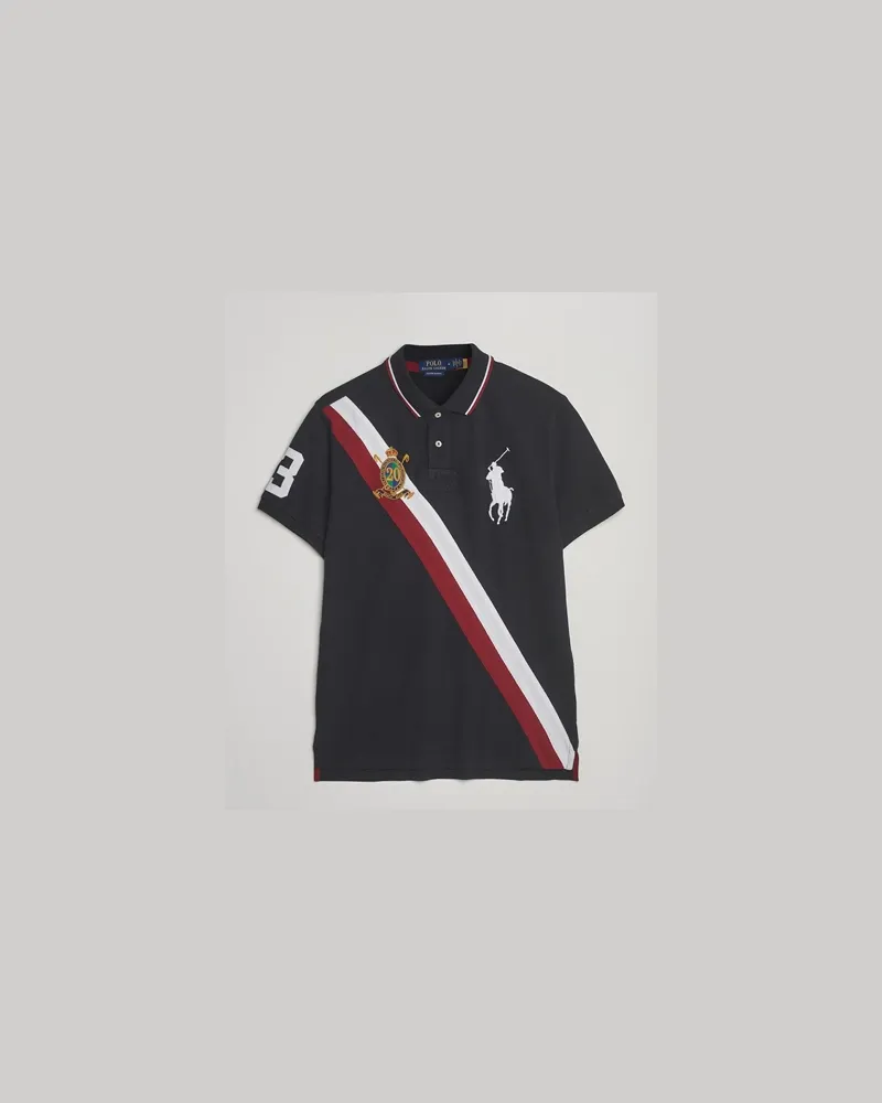 Ralph Lauren Diagonal Stripe Big Pony Polo Polo Black Schwarz