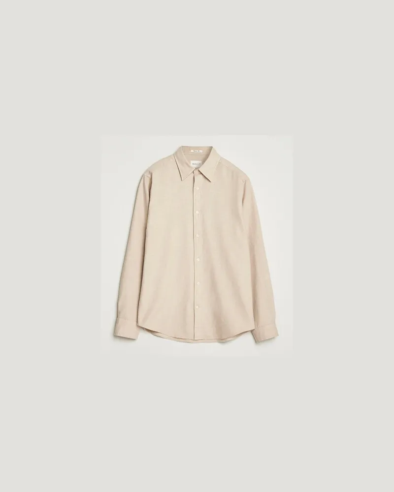 Gant Regular Fit Flannel Shirt Light Beige Melange Beige