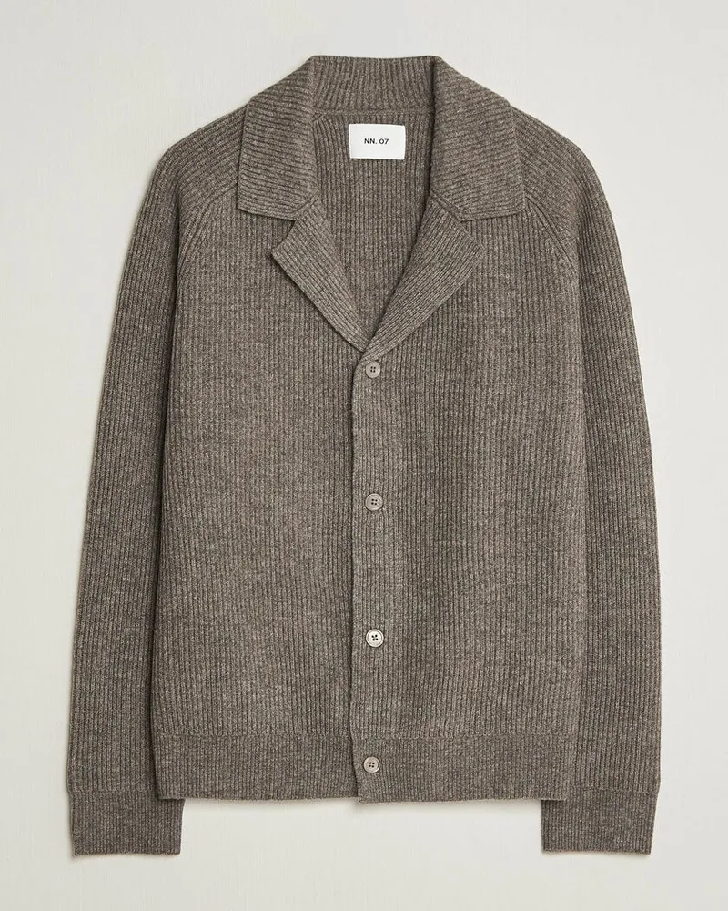 NN 07 Shane Wool Knitted Cardigan Mable Husk Braun