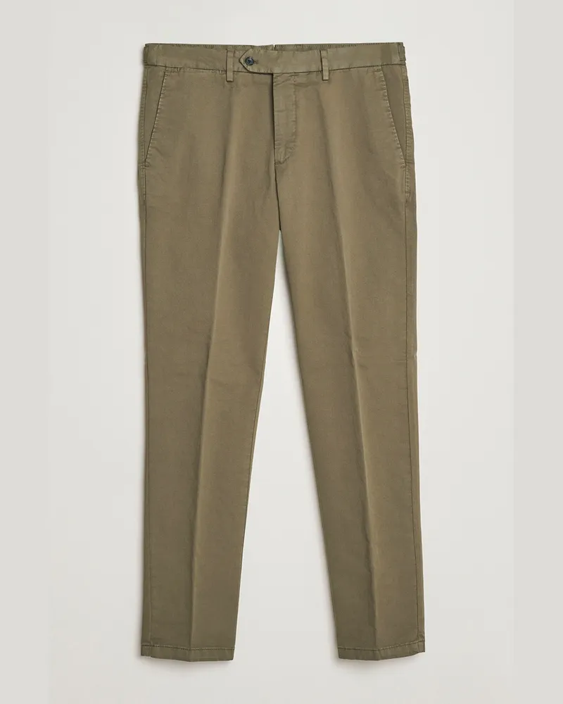 Oscar Jacobson Danwick Cotton Trousers Olive Grün