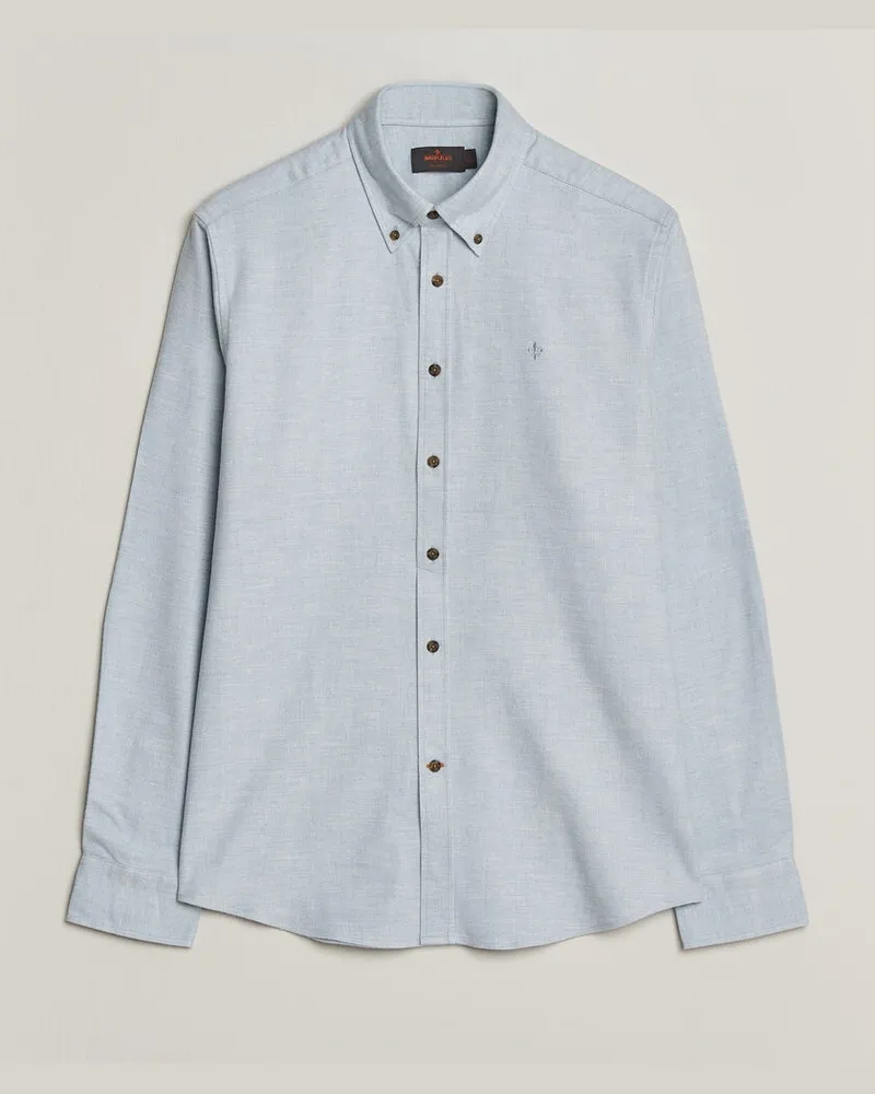 Morris Flannel Herringbone Shirt Light Blue Blau