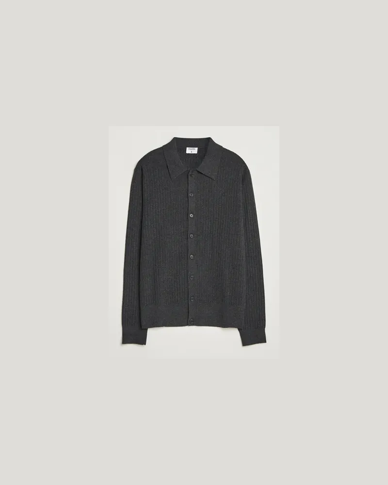 Filippa K Cotton Merino Knitted Cardigan Anthracite Melange Grau