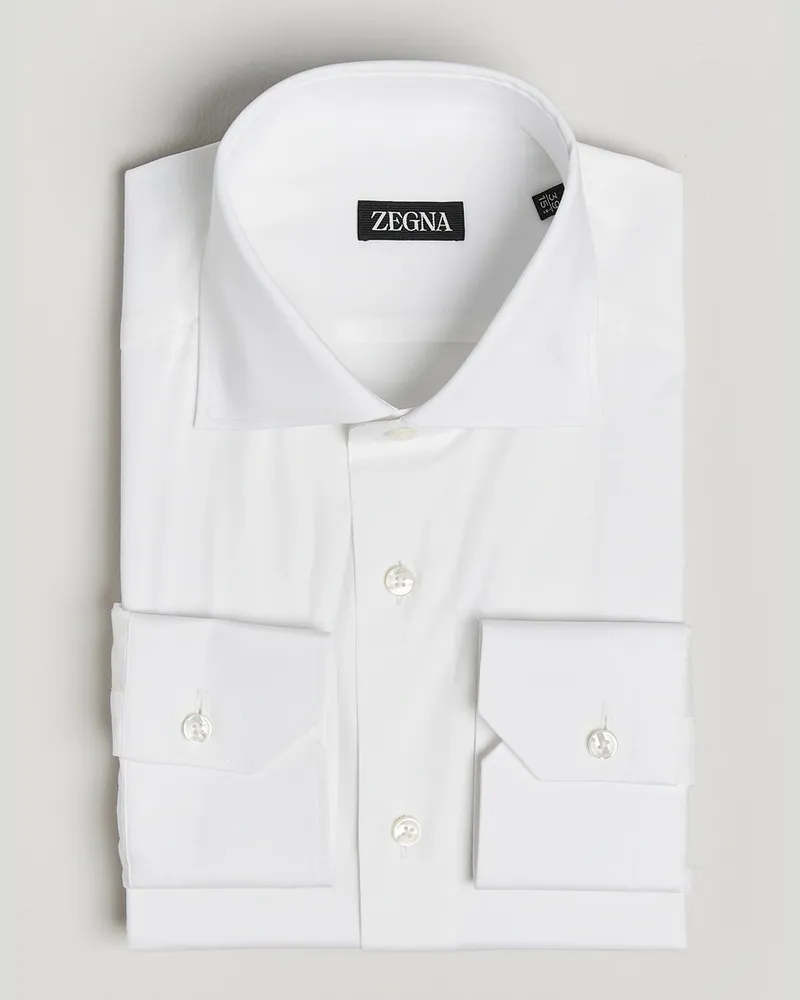 Ermenegildo Zegna Slim Fit Cotton Dress Shirt White Weiß