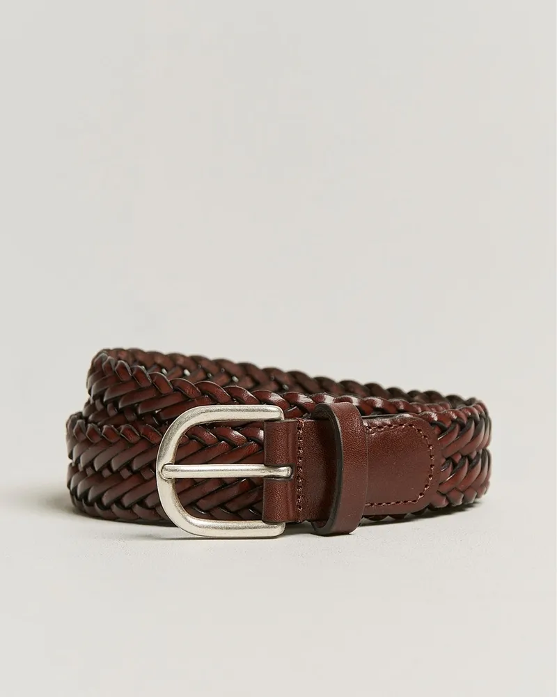 Anderson's Woven Leather Belt 3 cm Cognac Braun