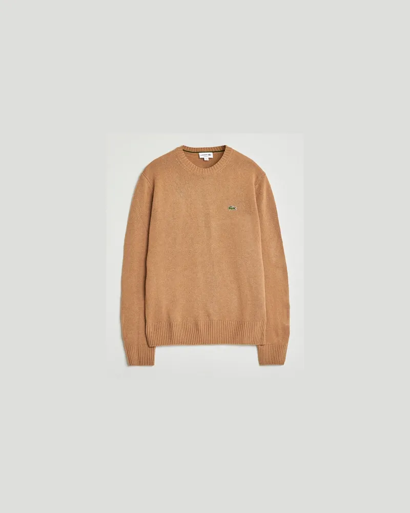 Lacoste Carded Wool Crew Neck Datte Chine Beige