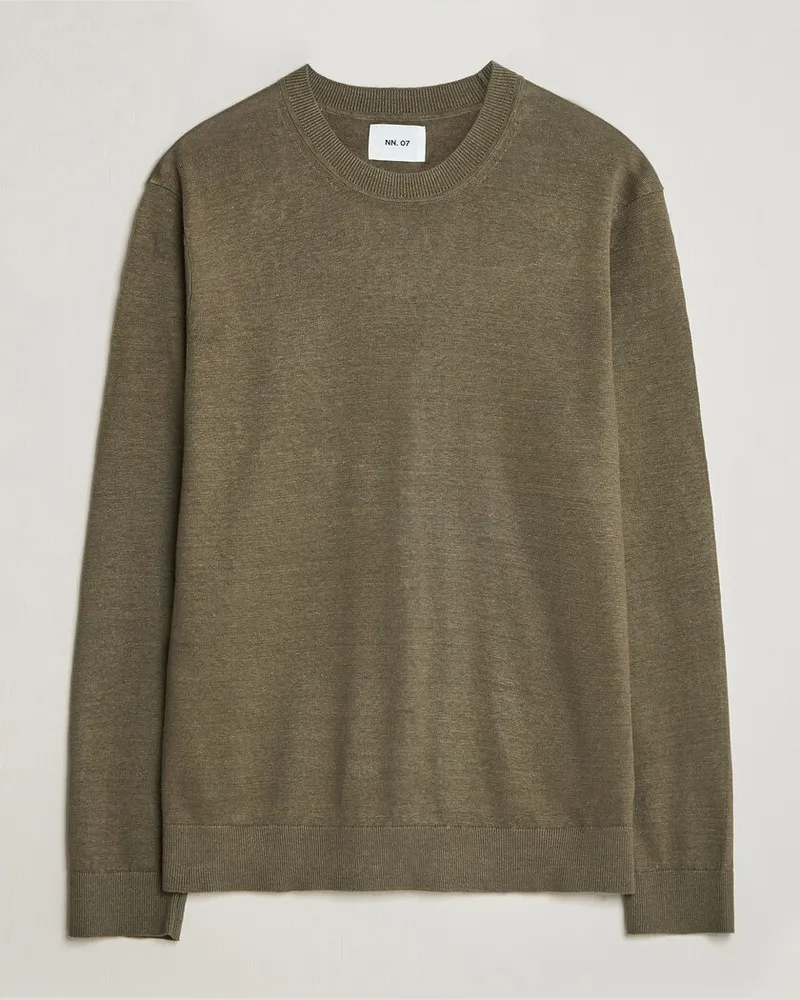 NN 07 Ted Linen Knitted Sweater Capers Green Grün