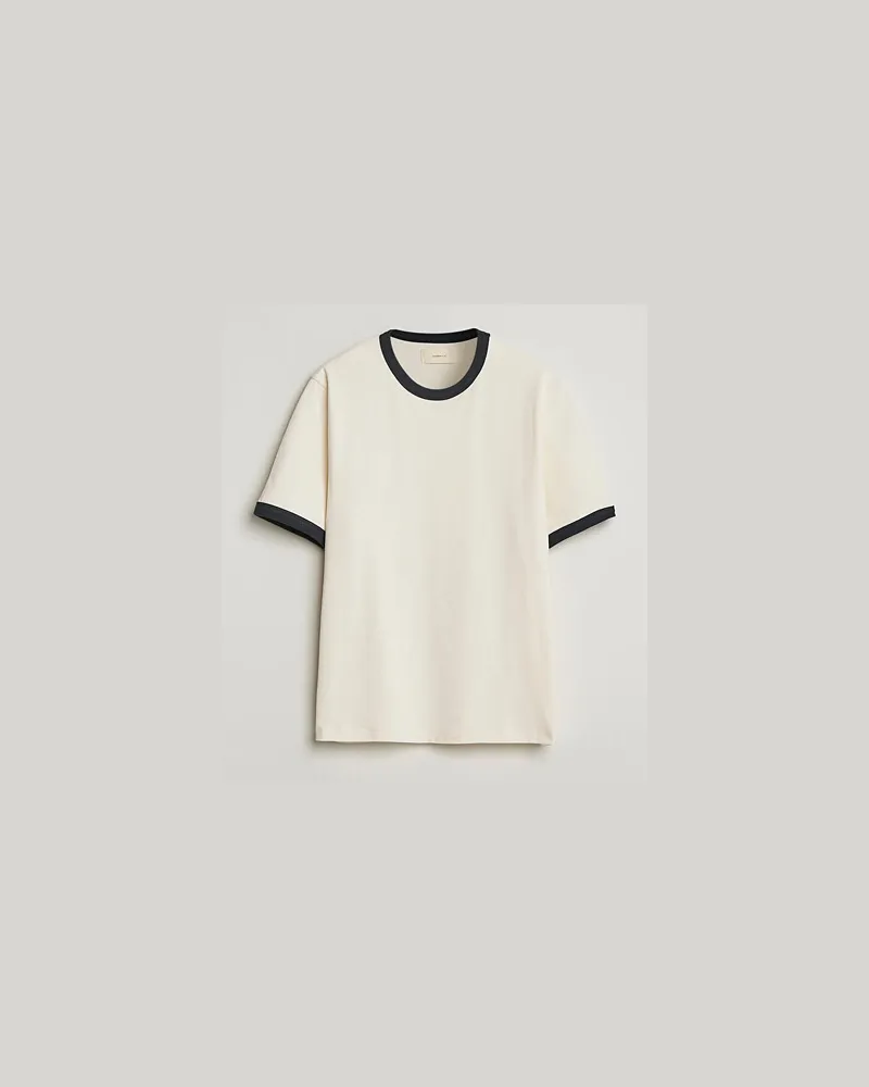 JEANERICA Ringer Crew Neck T-Shirt Off White Weiß