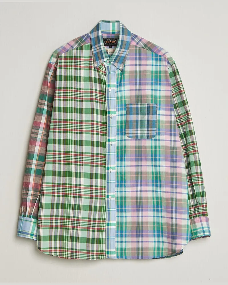 Beams Plus Patchwork Madras Shirt Multicolour Mehrfarbig