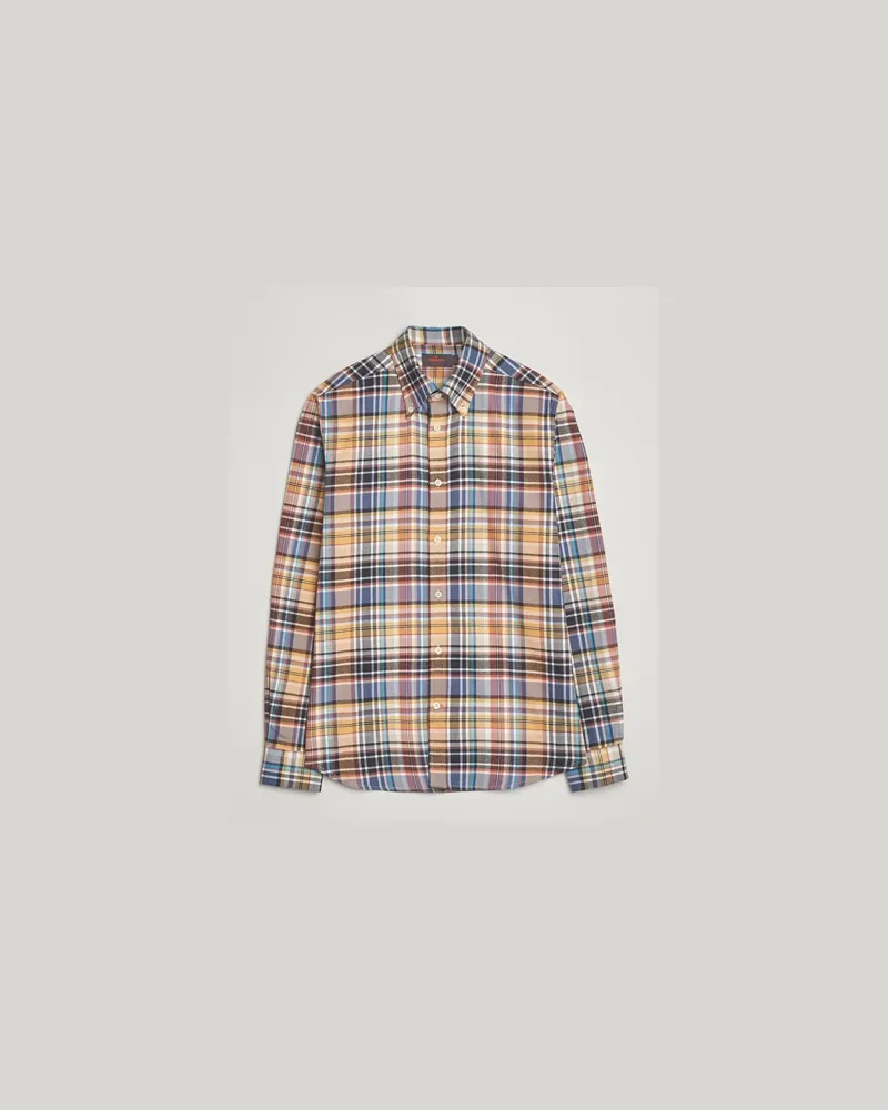 Morris Happy Tartan Check Shirt Yellow Mehrfarbig