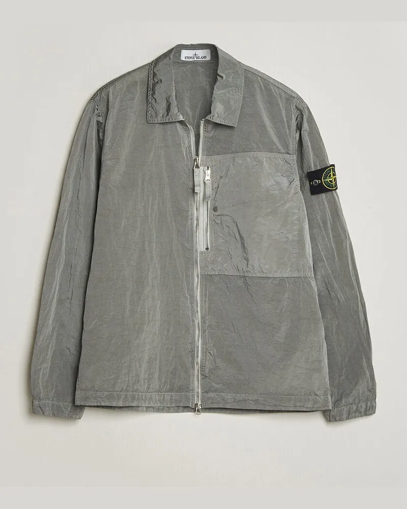 Stone Island Nylon Metal Zip Overshirt Pearl Grey Grau