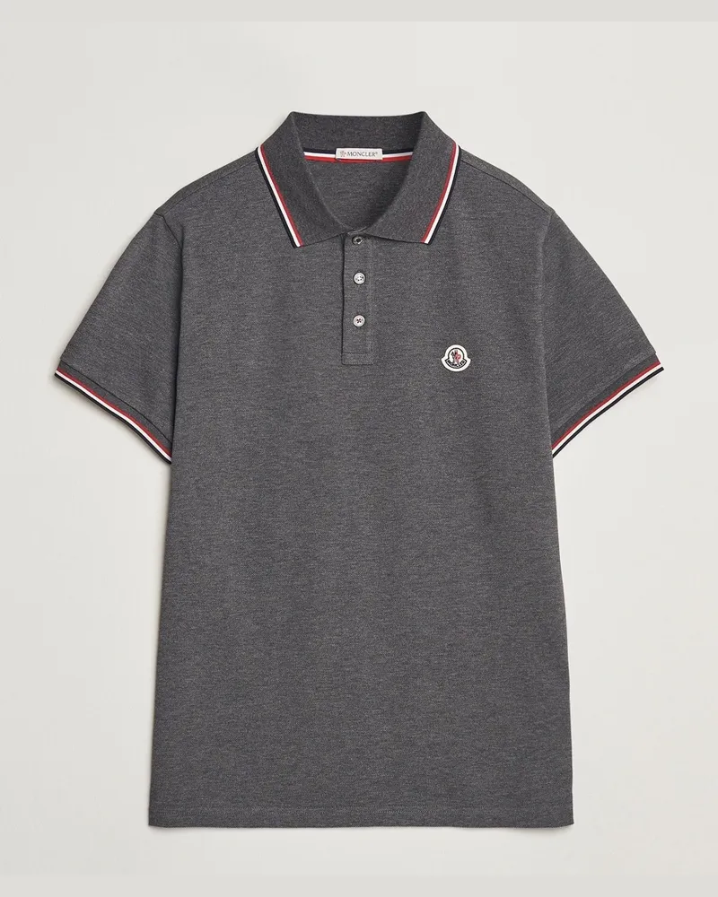 Moncler Contrast Rib Polo Dark Grey Grau