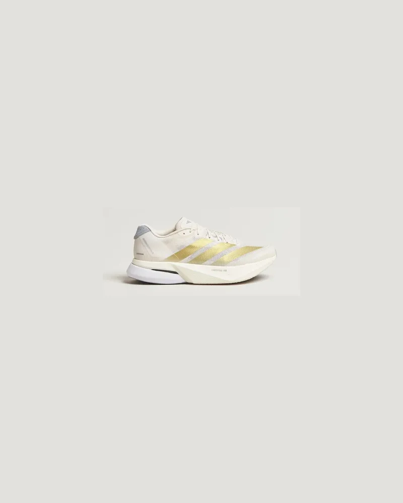 adidas Adizero Boston 13 Running Sneaker White/Gold Weiß