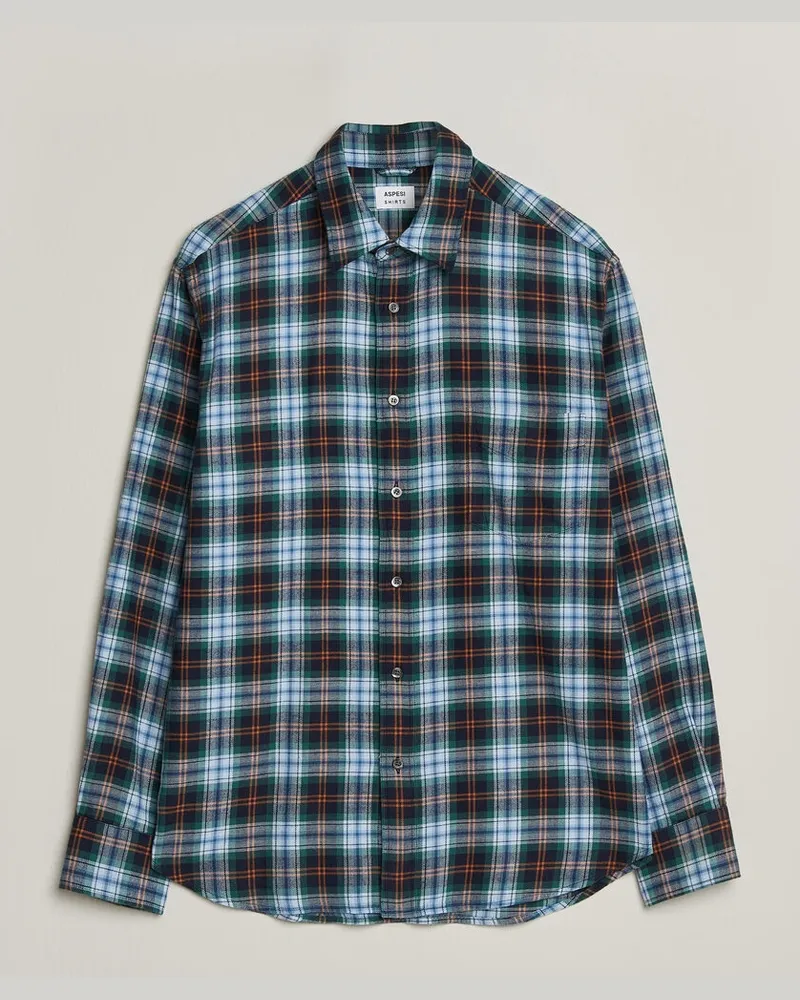 ASPESI Flannel Shirt Blue Check Blau