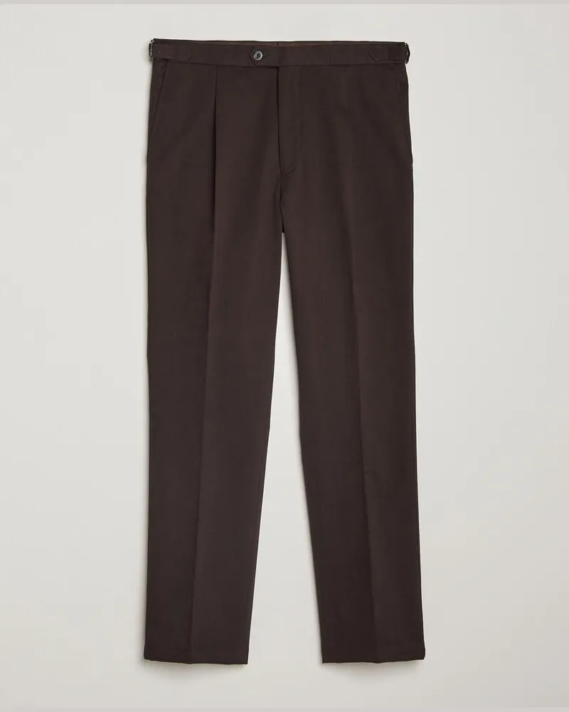 Oscar Jacobson Delon Brushed Cotton Trousers Brown Braun